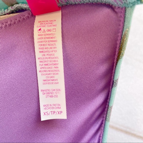 ❌SOLD❌Victoria’s Secret Push Up Bikini Top Green Purple Iridescent Print Size XS - Picture 9 of 10